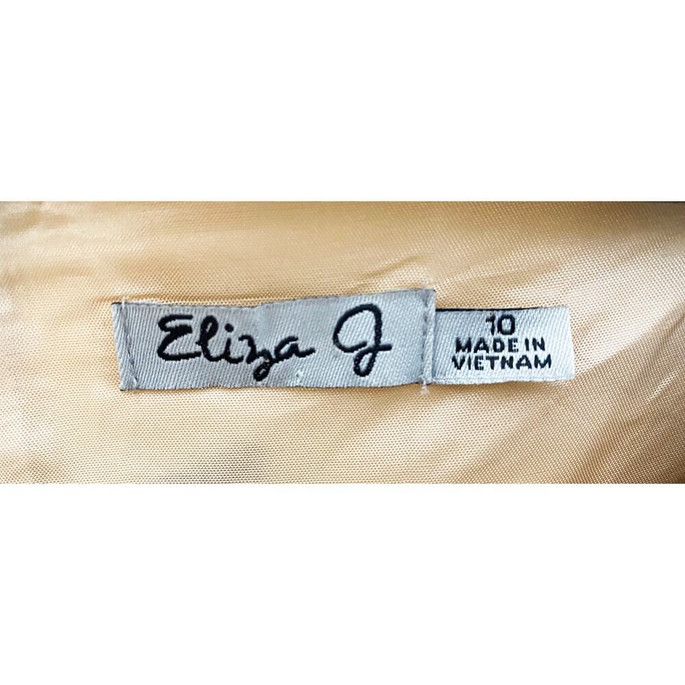 Eliza J Women's Cream Black Floral Pleated Dress Cap Sleeves Pleats Pockets 10 - Picture 9 of 11